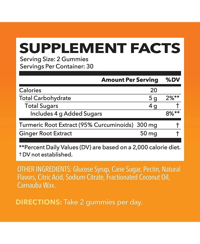 Turmeric & Ginger Gummies, Peach Flavor, Havasu Nutrition, 60ct