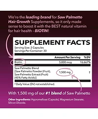 Saw Palmetto + Biotin Capsules, Havasu Nutrition, 60ct