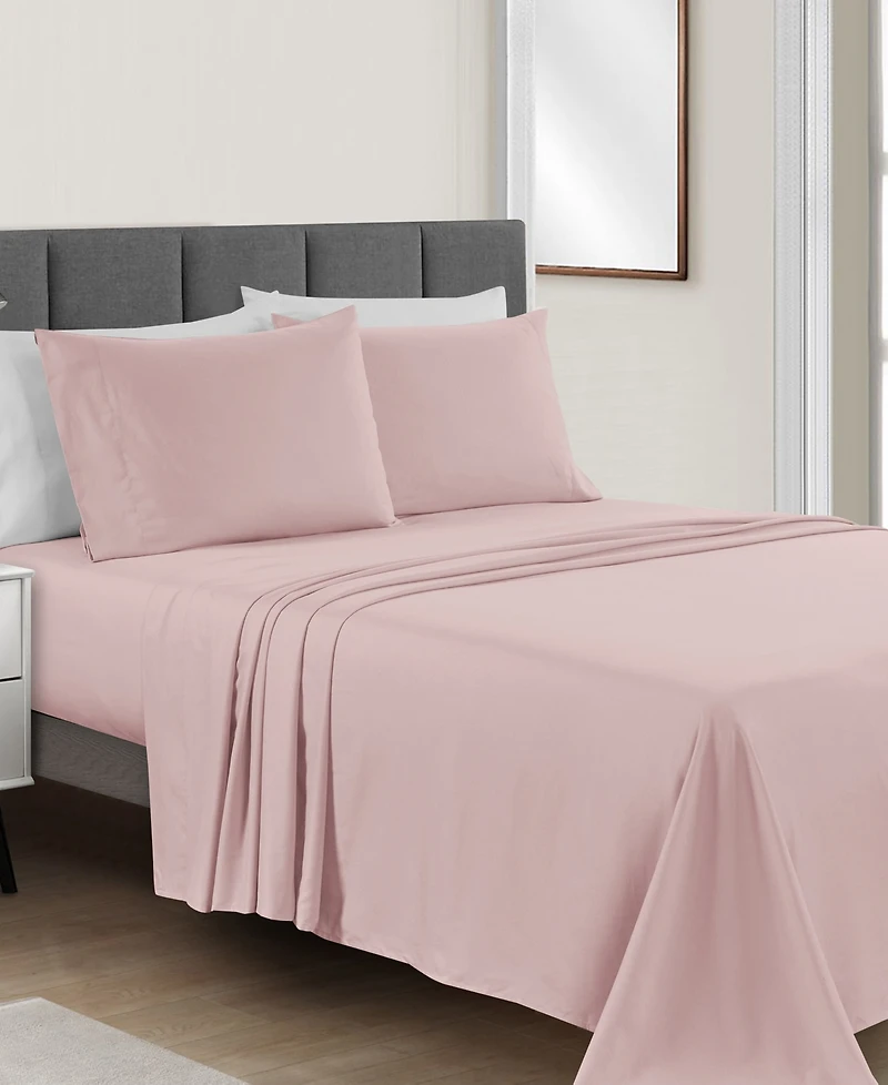 Sunham Microfiber Easy Care Solid 4-Pc. Sheet Set