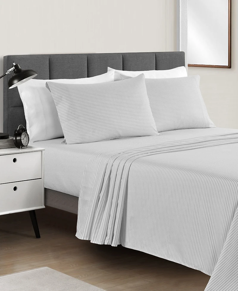 Sunham Microfiber Easy Care Printed 4-Pc. Sheet Set