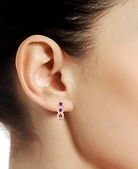 Lab-Grown Opal (1/4 ct. t.w.) & White Sapphire Triple Halo Leverback Earrings 14k Rose Gold-Plated Sterling Silver (Also i