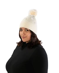 Marcus Adler Imitation Pearl Flower Pom Beanie