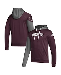 Men's adidas Maroon Mississippi State Bulldogs Block Stadium Pullover Hoodie