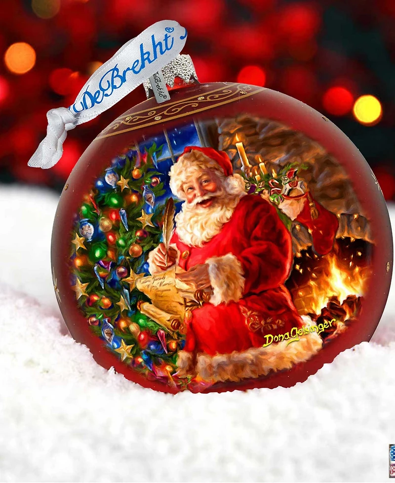 Designocracy Wish List Santa Large Holiday Glass Collectible Ornaments D. Gelsinger