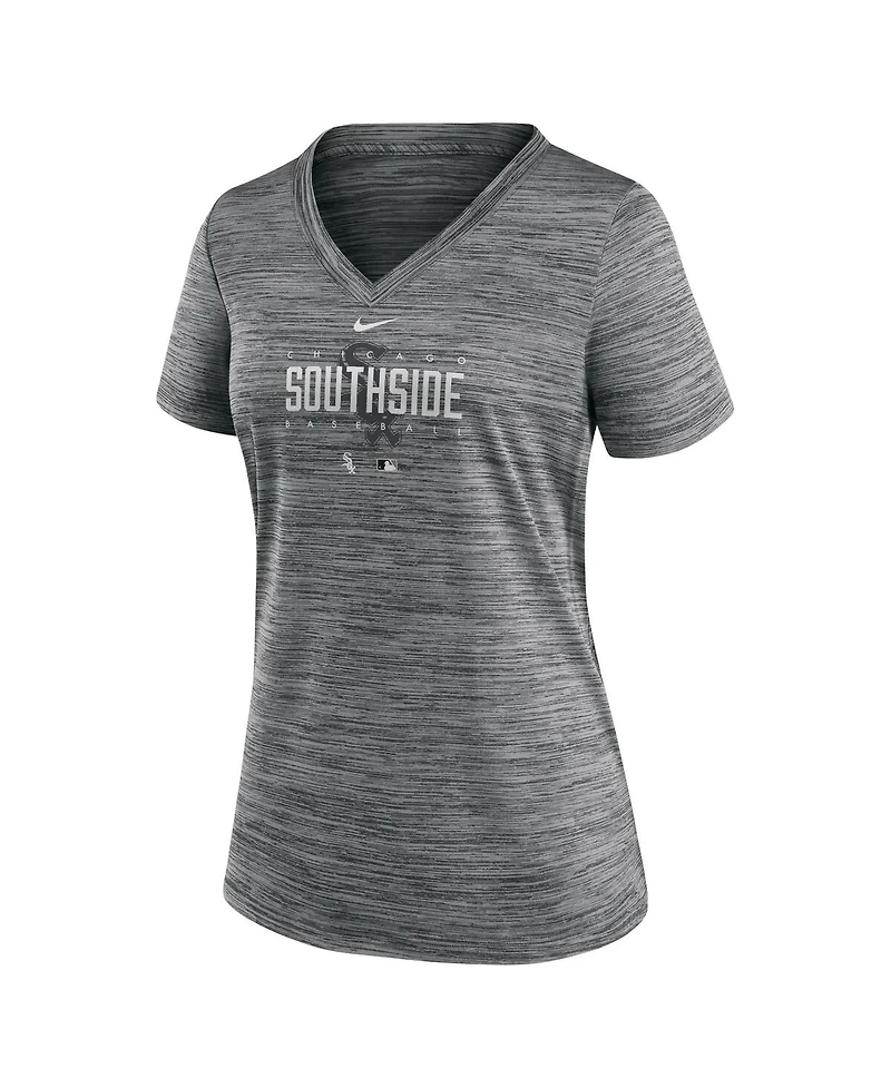 Women's Nike Gray Chicago White Sox City Connect Velocity Practice Performance V-Neck T-shirt