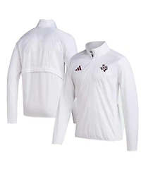 Men's adidas White Texas A&M Aggies Sideline Aeroready Raglan Sleeve Quarter-Zip Jacket