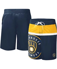 Men's G-iii Sports by Carl Banks Navy Milwaukee Brewers Sea Wind Swim Shorts