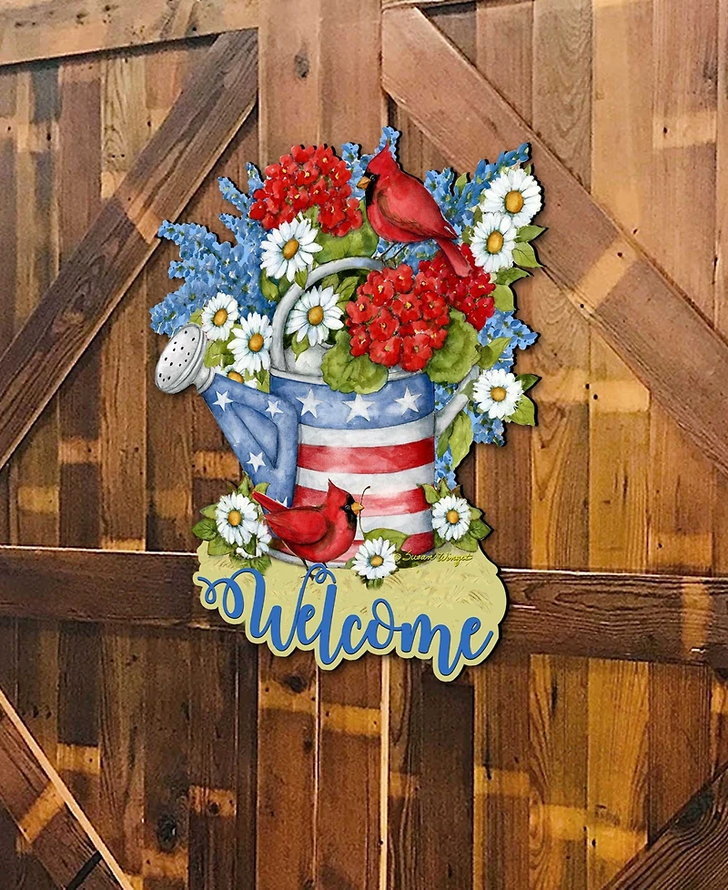 Designocracy Holiday Wooden Door Decor Wall Decor American Watering Can S. Winget