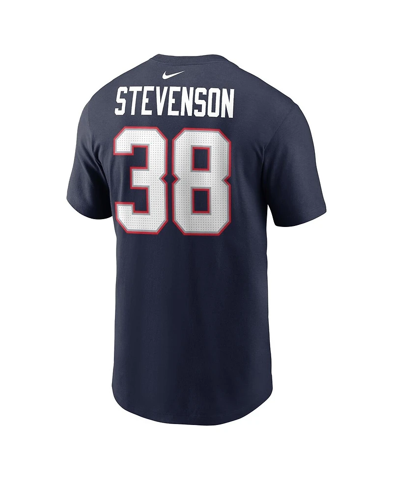 Men's Nike Rhamondre Stevenson Navy New England Patriots Player Name and Number T-shirt