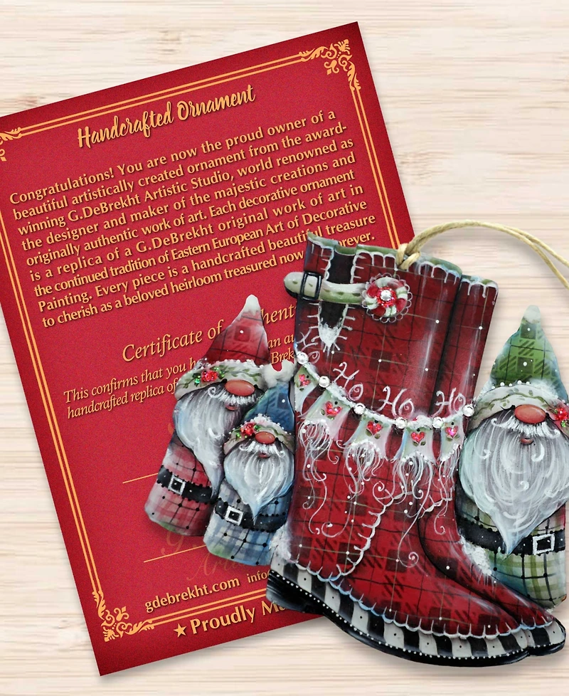 Designocracy Hello Christmas Boots Christmas Wooden Ornaments Holiday Decor J. Mills-Price