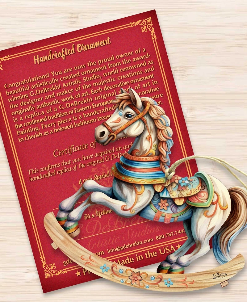 Designocracy Rocking Horse Christmas Wooden Ornaments Holiday Decor G. DeBrekht