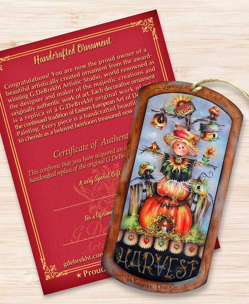 Designocracy Holiday Wooden Ornaments Harvest Pumpkin Scarecrow Home Decor J. Mills-Price