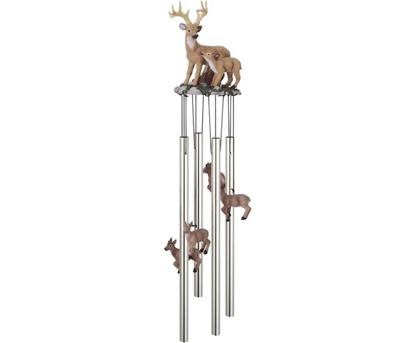 23" Long Deer with Fawn Round Top Wind Chime