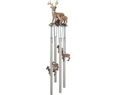 23" Long Deer with Fawn Round Top Wind Chime