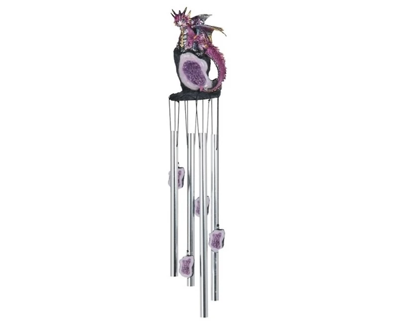 23" Long Dragon on Faux Crystal Round Top Wind Chime