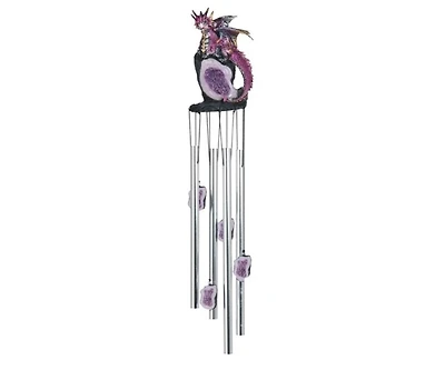 23" Long Dragon on Faux Crystal Round Top Wind Chime
