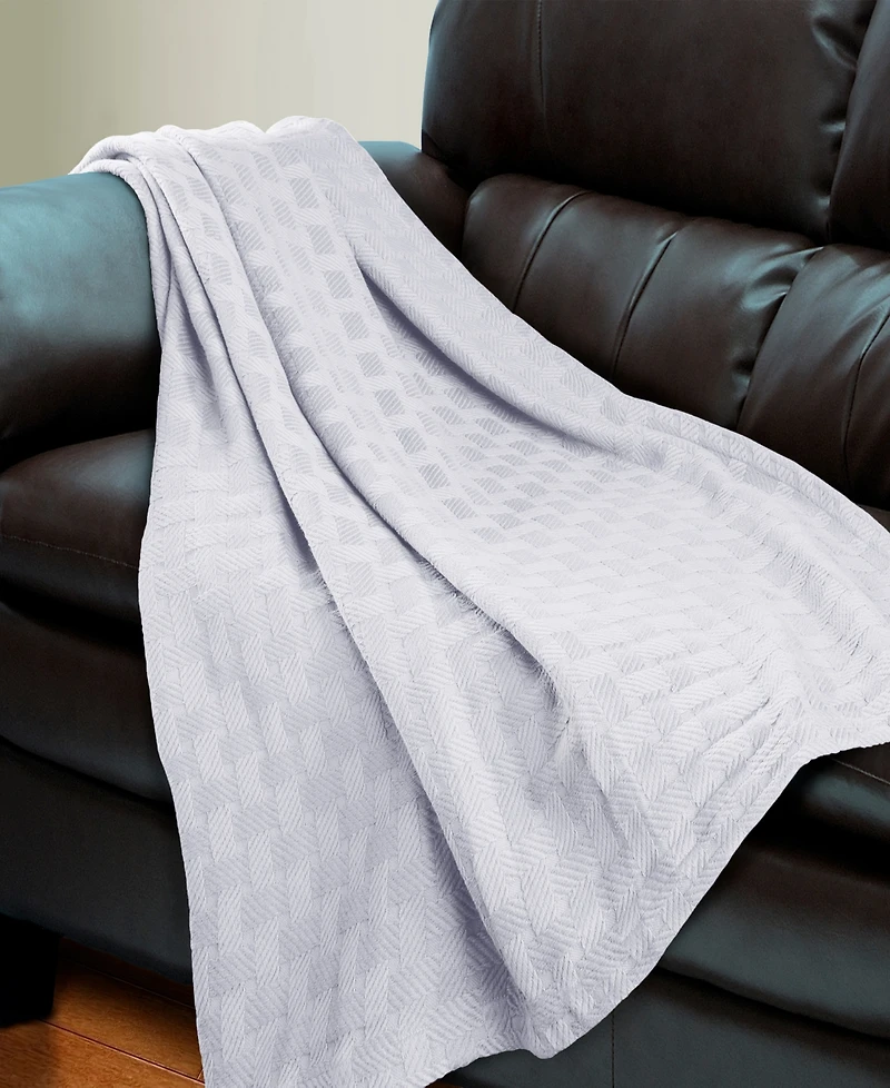 Superior Basket Weave All Season Cotton Blanket, King
