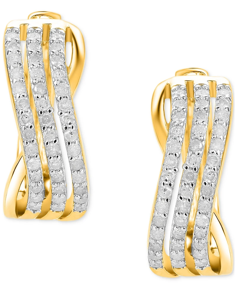 Diamond Twist Small Hoop Earrings (1/4 ct. t.w.) in 14k Gold-Plated Sterling Silver