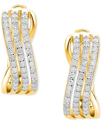 Diamond Twist Small Hoop Earrings (1/4 ct. t.w.) in 14k Gold-Plated Sterling Silver