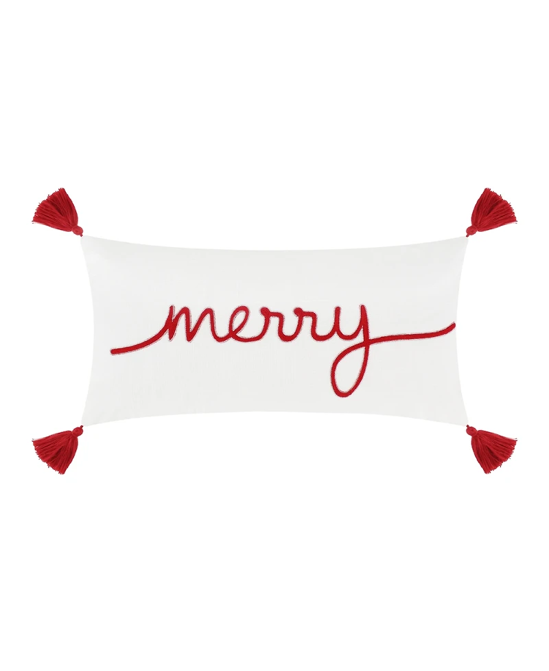 Levtex All Is Bright Tassel Embroidered Decorative Pillow, 12" x 24"