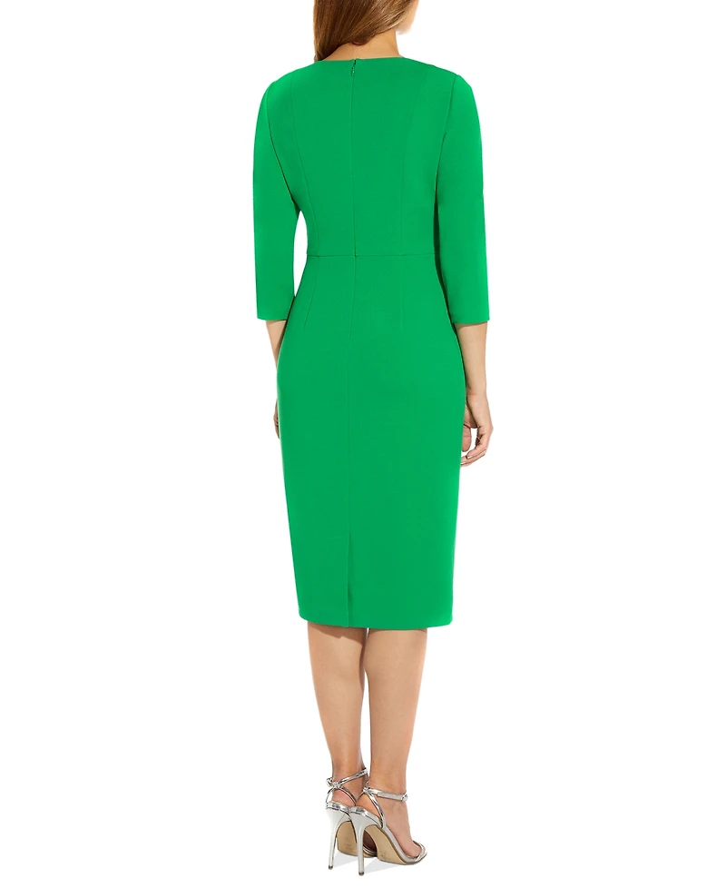 Adrianna Papell Women's Tie-Front 3/4-Sleeve Crepe Knit Dress