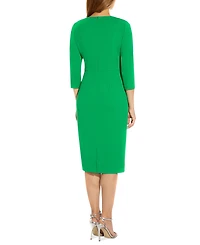 Adrianna Papell Women's Tie-Front 3/4-Sleeve Crepe Knit Dress