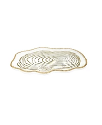 Glass Oval Tray Gold-Tone Grained