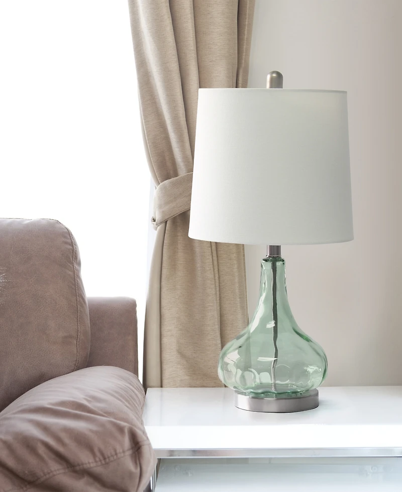 All The Rages Rippled Glass Table Lamp with White Fabric Shade