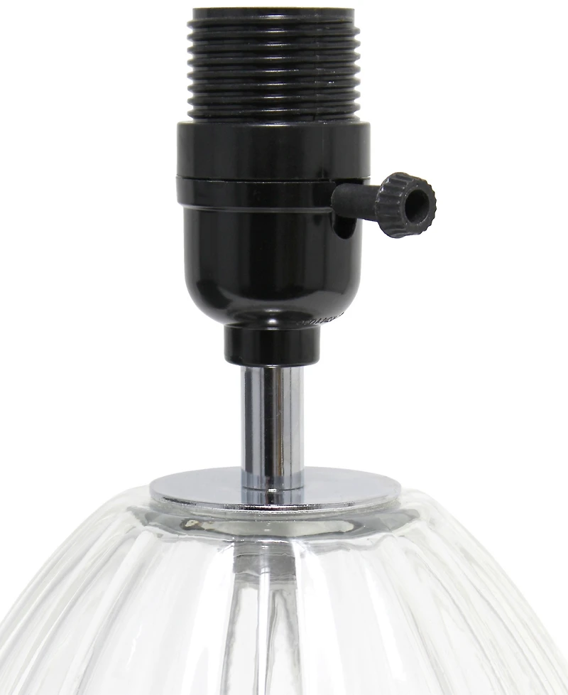 All The Rages 17.63" Contemporary Fluted Glass Bedside Table Lamp with Gray Fabric Shade