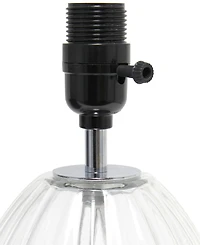All The Rages 17.63" Contemporary Fluted Glass Bedside Table Lamp with Gray Fabric Shade