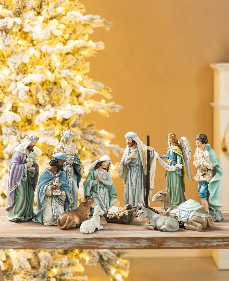Glitzhome 12 Pieces Deluxe Resin Nativity Figurine Set