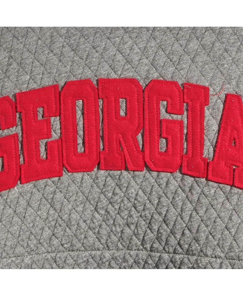Women's Pressbox Heather Charcoal Georgia Bulldogs Moose Quilted Pullover Sweatshirt
