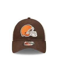 Men's New Era Brown, Natural Cleveland Browns Loyal 9TWENTY Trucker Snapback Hat