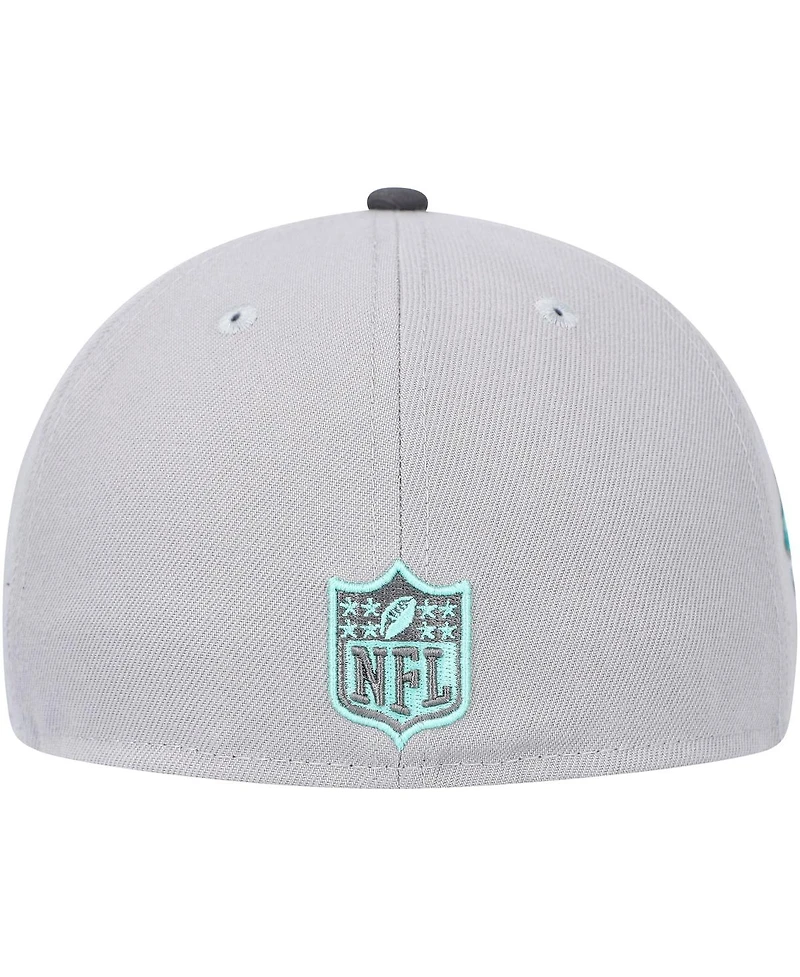 Men's New Era Gray, Graphite Green Bay Packers Aqua Pop 59FIFTY Fitted Hat