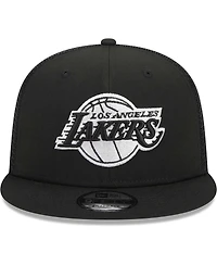 Men's New Era Black Los Angeles Lakers Evergreen 9FIFTY Trucker Snapback Hat