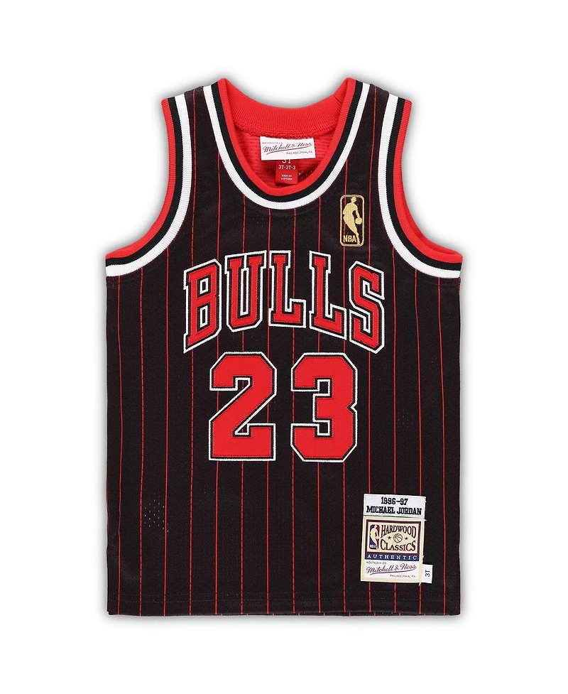 Toddler Boys and Girls Mitchell & Ness Michael Jordan Black Chicago Bulls 1996/97 Hardwood Classics Authentic Jersey