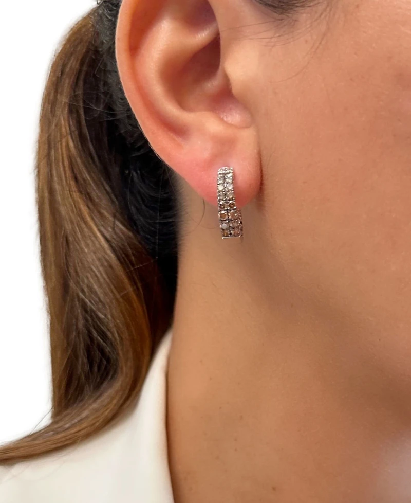 Le Vian Ombre Chocolate Diamond Ombre In & Out Small Hoop Earrings (2-1/4 ct. t.w.) in 14k White Gold, 0.75"