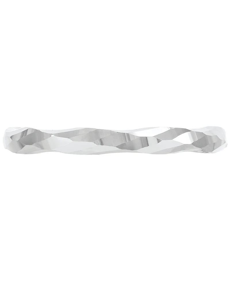 Polished Twist-Look Band 10k Gold, Rose Gold & White