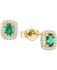 Lab-Grown Sapphire (3/8 ct. t.w.) & White (1/8 Oval Halo Stud Earrings Sterling Silver (Also Additional Gemstones)