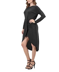 24seven Comfort Apparel Women's Long Sleeve Knee Length Dress