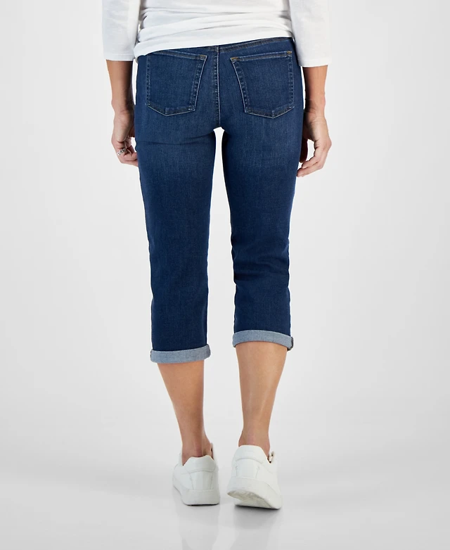 Shop Style Co Petite Mid-Rise Curvy Roll-Cuff Capri Jeans
