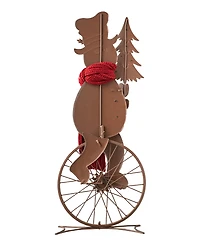 Glitzhome 32" H Metal Snowman Riding Bike Porch Decor