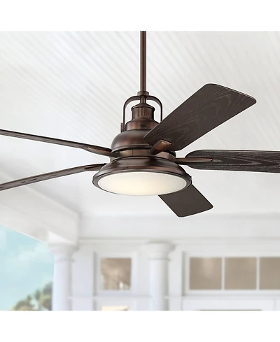 Casa Vieja 60" Wind and Sea Indoor Outdoor Ceiling Fan 5 Blade Led Light Remote Control Oil Rubbed Bronze Finish Bedroom