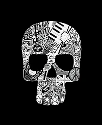 La Pop Art Men's Rock N Roll Skull Word Long Sleeve T-shirt