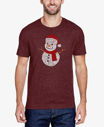 La Pop Art Men's Christmas Snowman Premium Blend Word T-shirt
