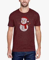 La Pop Art Men's Christmas Snowman Premium Blend Word T-shirt