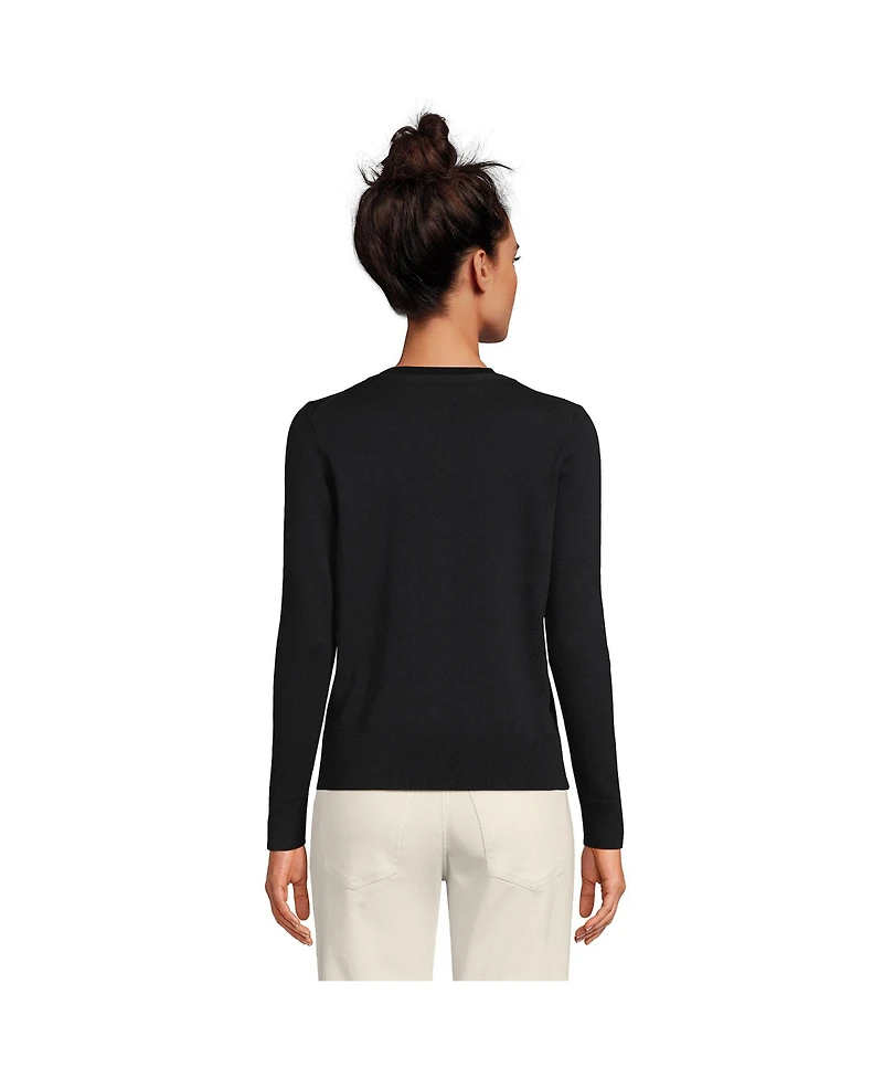 Lands' End Women's Fine Gauge Cotton Cardigan Sweater