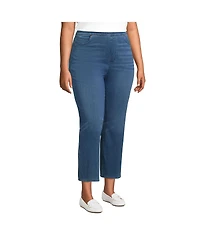 Lands' End Plus Size Starfish High Rise Knit Denim Straight Crop Jeans