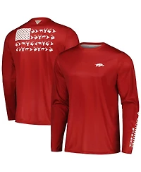 Men's Columbia Cardinal Arkansas Razorbacks Terminal Shot Omni-Shade Omni-Wick Long Sleeve T-shirt