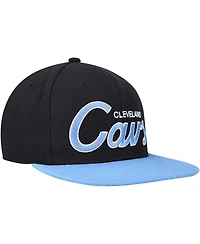 Men's Mitchell & Ness Black Cleveland Cavaliers Hardwood Classics Mvp Team Script 2.0 Snapback Hat